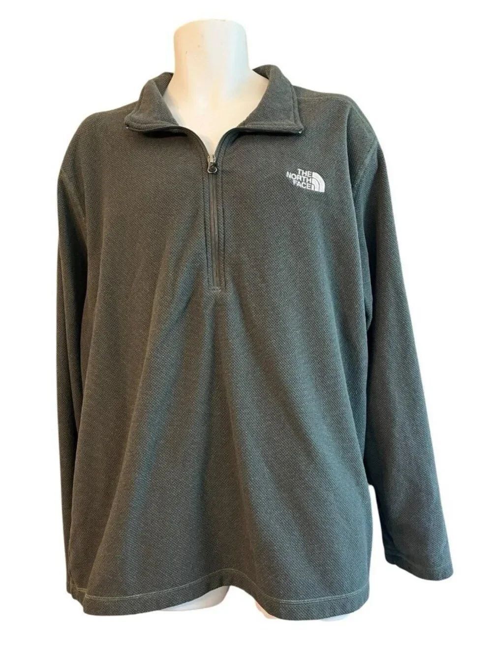 The North Face Mens XXL 1/4 Zip Pullover Sweatshirt Green Waffle Weave Jacket